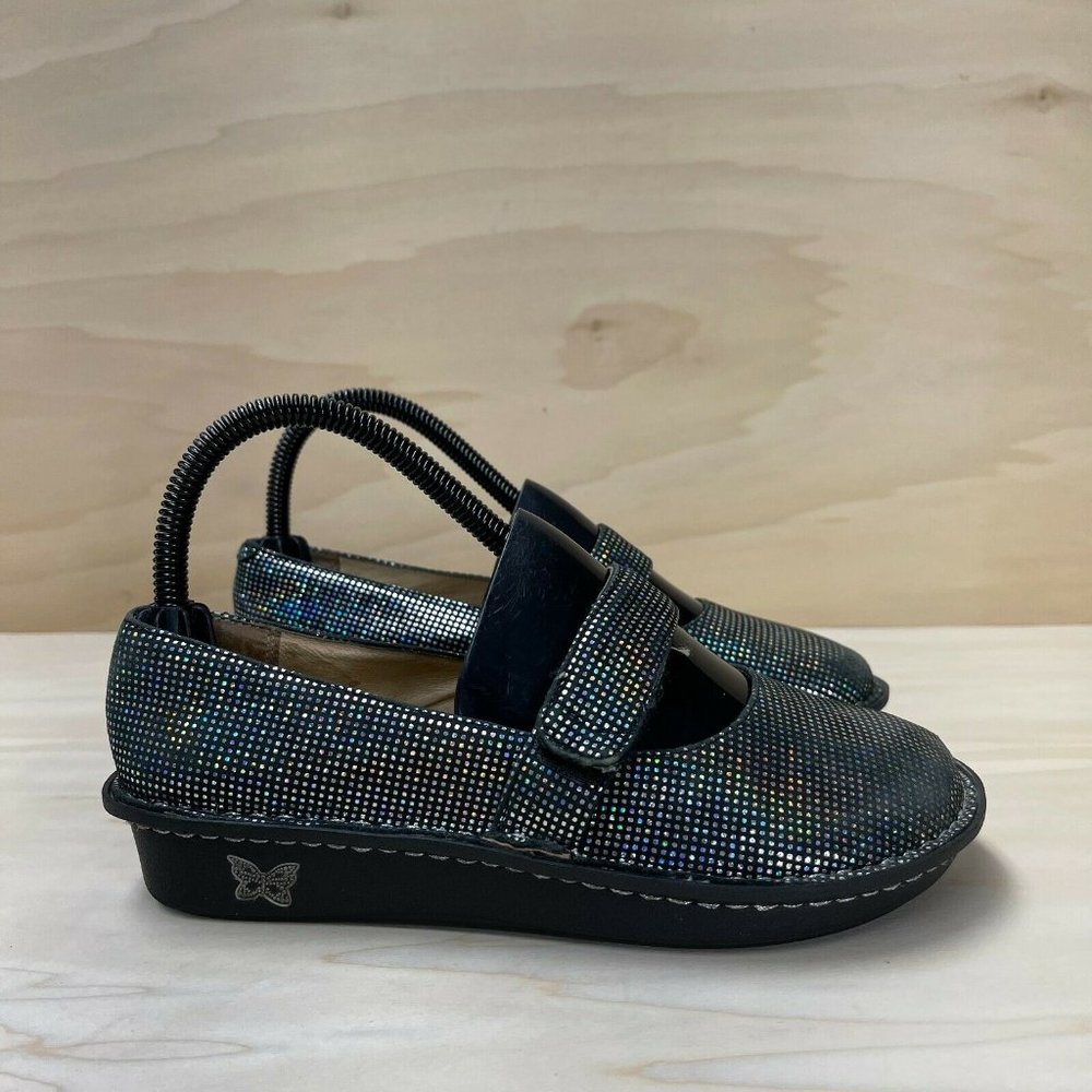 Algeria By PG Lite Womens Feliz FEL-347 Hook And Loop Black Mary Jane Shoes Sz 4
